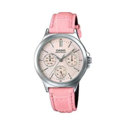 Casio General LTP-V300L-4AUDF Multifunction Pink Leather Women Watch